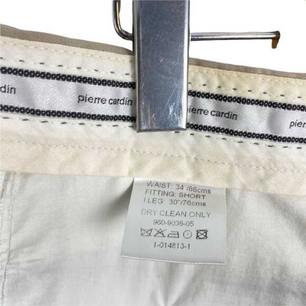 Pierre cardin Mens Vintage Beige Lined Pleated Dress Pant US 34 Short - Picture 16 of 16